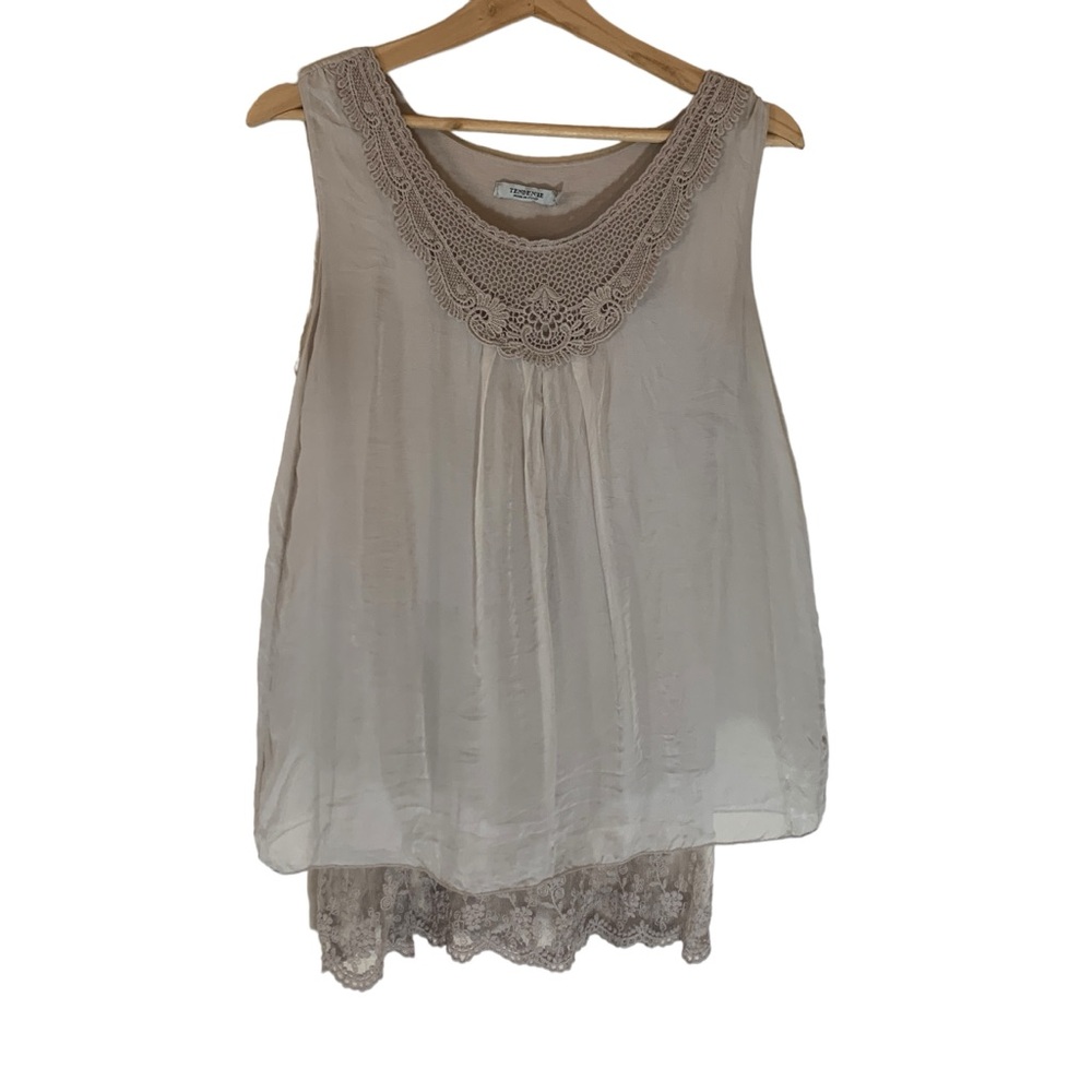 Tendenze Made in Italy 100% Silk Sleeveless Womens Flowy Blouse Size Small